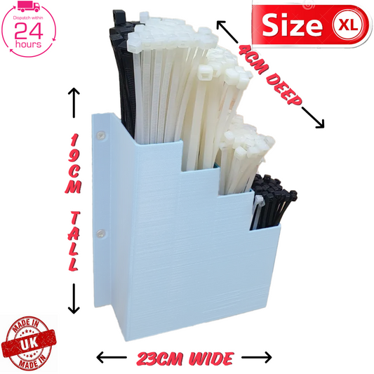 XL Extra Large White Cable Tie Holder Zip Tie Storage Rack Wall Mount Organiser