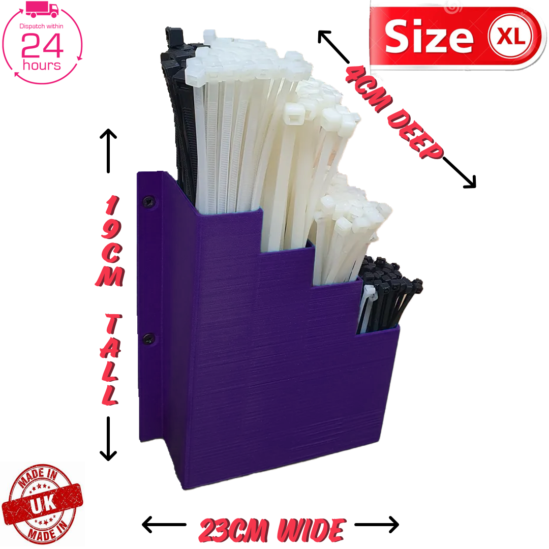 XL Extra Large Purple Cable Tie Holder Zip Tie Storage Rack Wall Mount Organiser