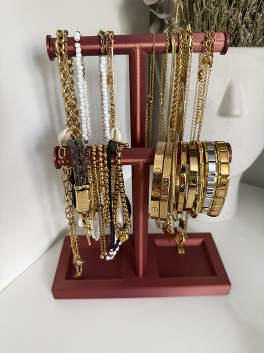 Double T-Bar Jewellery Display Stand Hanging Rack Bracelet Necklace Organiser