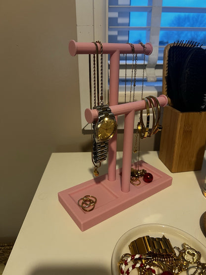 Double T-Bar Jewellery Display Stand Hanging Rack Bracelet Necklace Organiser