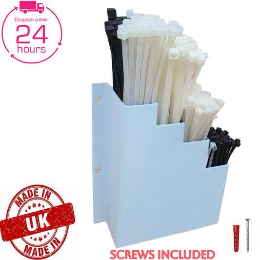 White Cable Tie Holder Zip Tie Storage Rack Wall Mount Organiser Container UK