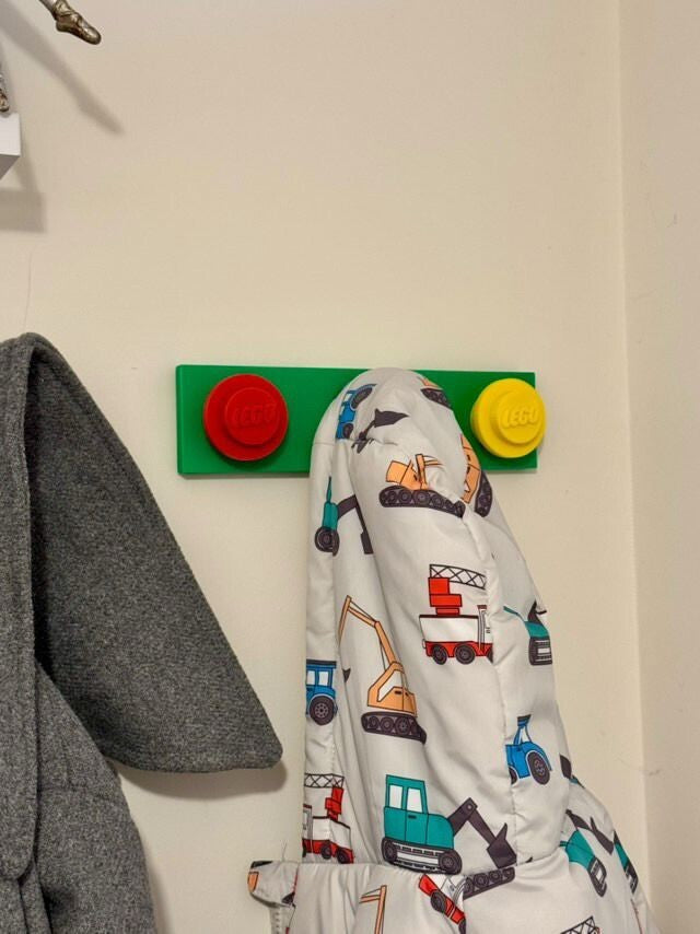 3d Printed Lego inspired Stud Wall Coat Bag Rucksack Hook Hanger Tidy Organiser