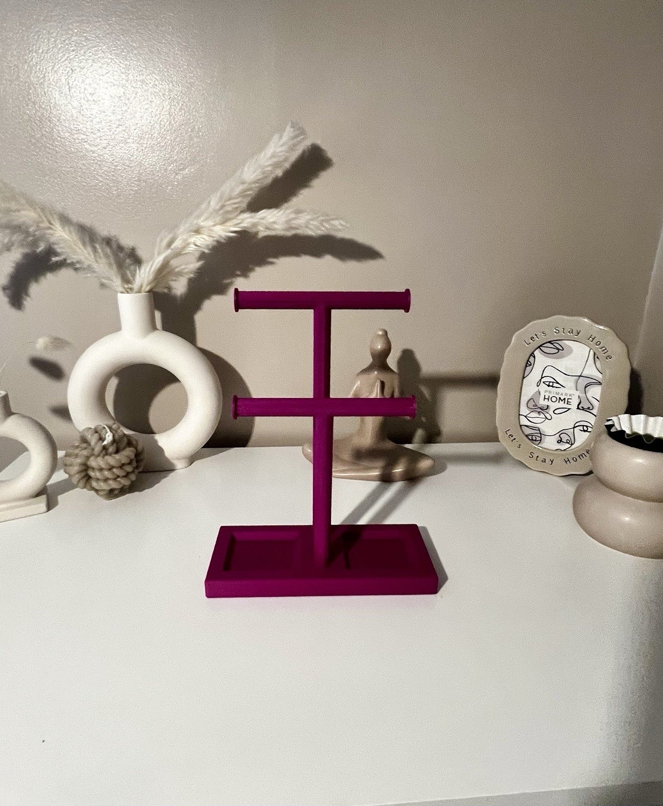 Double T-Bar Jewellery Display Stand Hanging Rack Bracelet Necklace Organiser