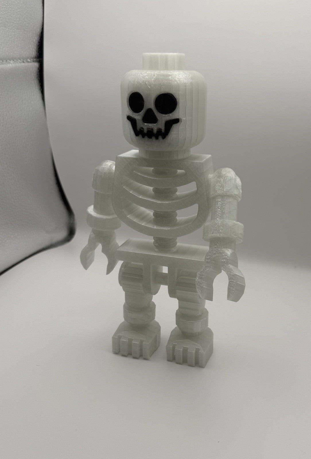 Large LEGO-Inspired Skeleton Glow In The Dark Figure 10” Tall – Halloween Model