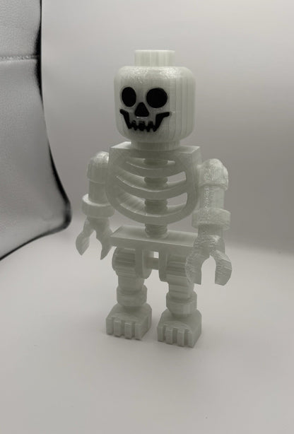 Large LEGO-Inspired Skeleton Glow In The Dark Figure 10” Tall – Halloween Model